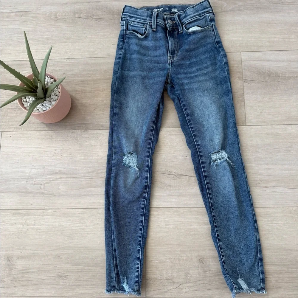 Girls Old Navy Rockstar Jeggings High rise size 10 distressed